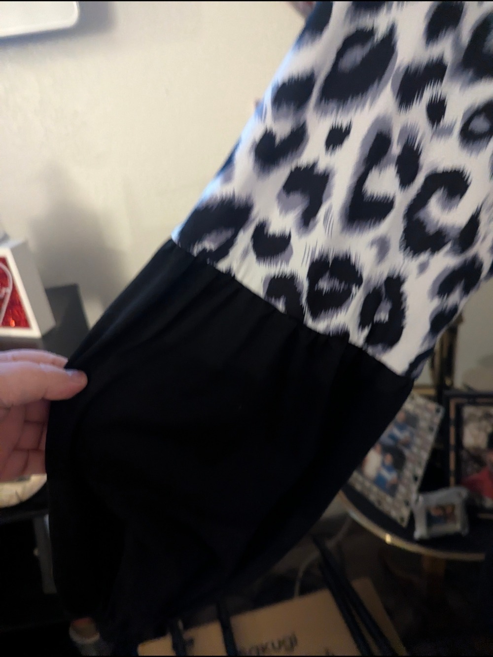 Black and White Leopard Twist-Front Top - Picture 4 of 5